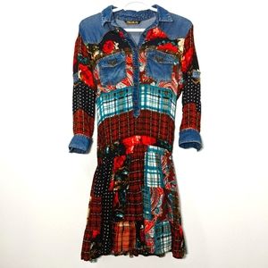 Studio F Drop Waist Patchwork Dress S